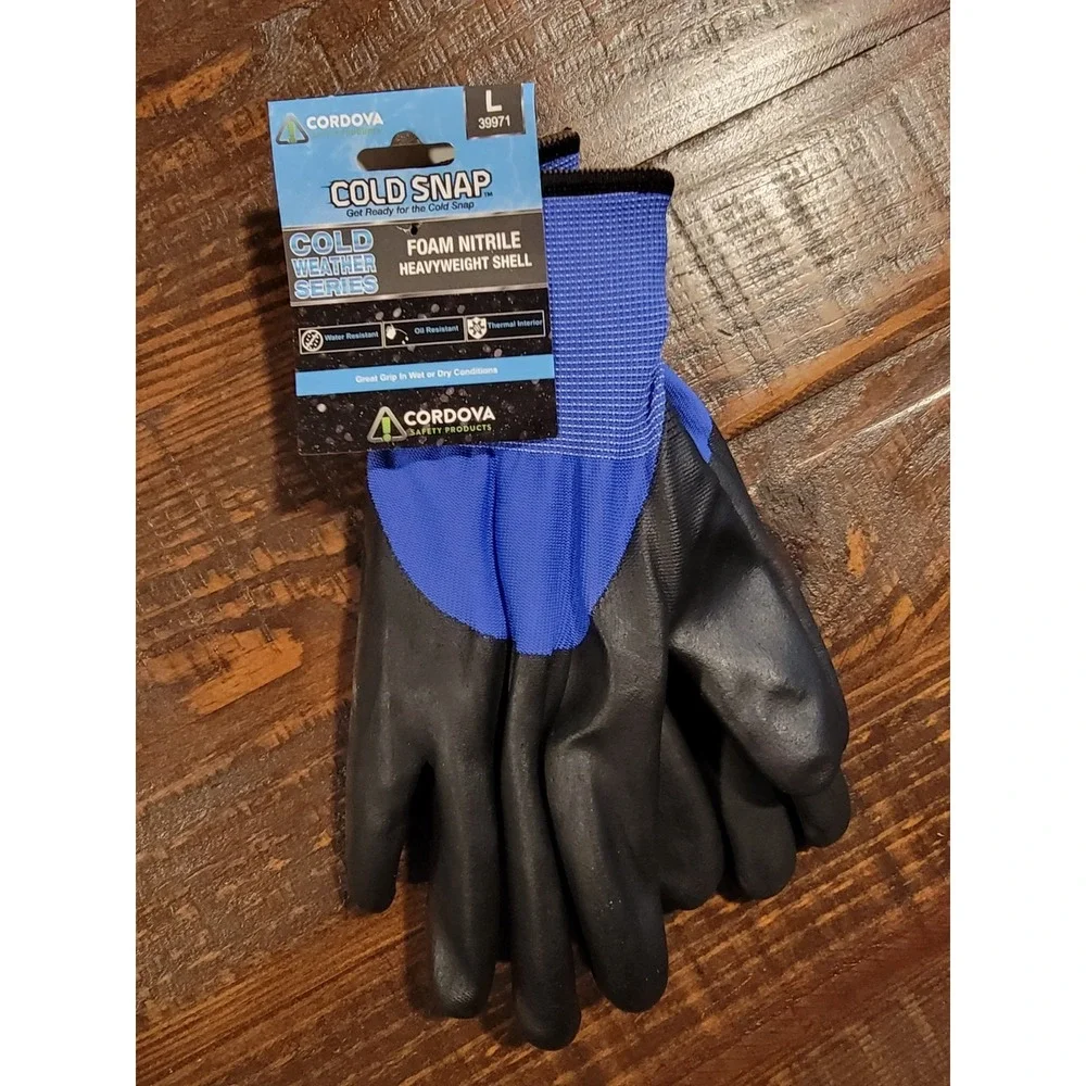 Cordova 39971 Cold Snap Foam Nitrile Winter Work Glove Lined - Size L waterproof